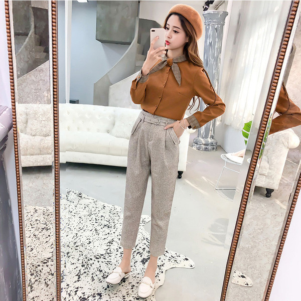 Set de cămașă și pantaloni de damă modern în două culori