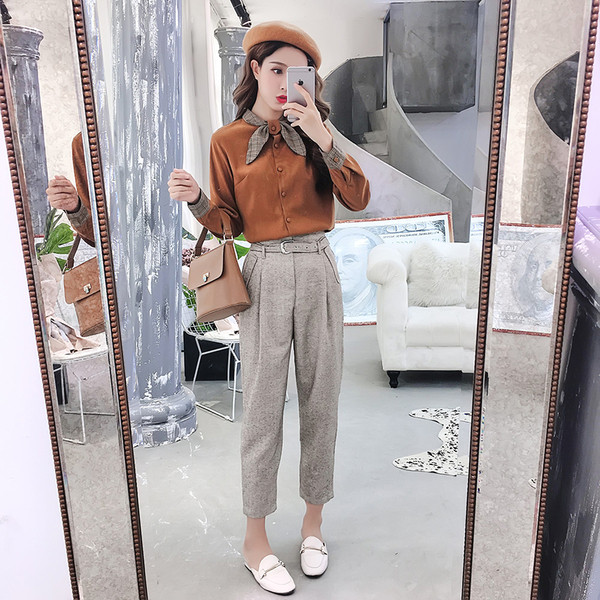 Set de cămașă și pantaloni de damă modern în două culori