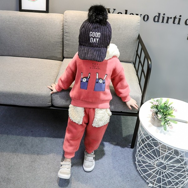 Modern gyerekszett lányoknak, két részből álló bézs és piros színben