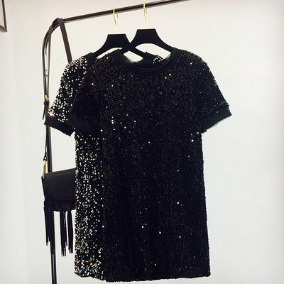 Női blúz hosszú modell flitterekkel, több színben