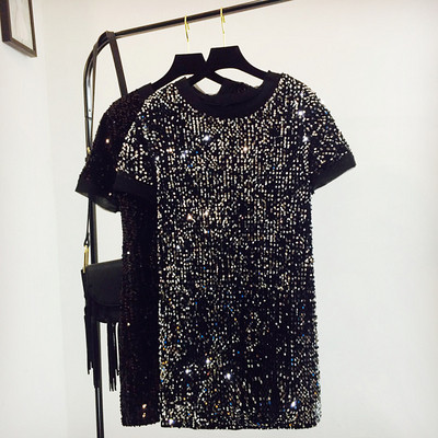 Női blúz hosszú modell flitterekkel, több színben