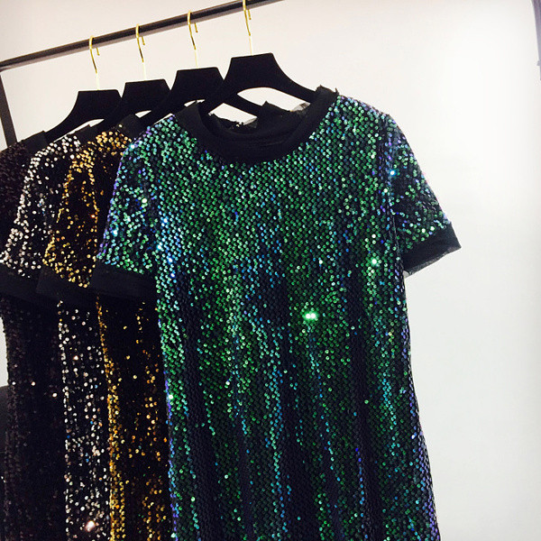 Női blúz hosszú modell flitterekkel, több színben