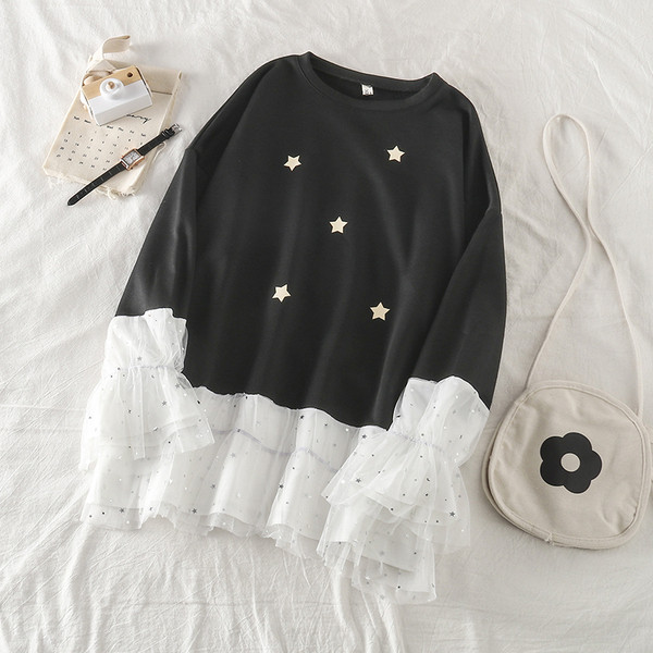 Lezser női blúz széles modell fekete színben