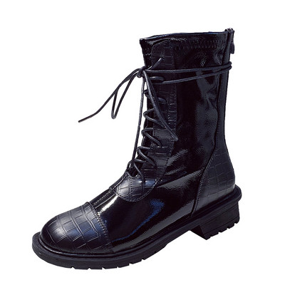 Γυναικείες casual μπότες σε μαύρο χρώμα με κορδόνια