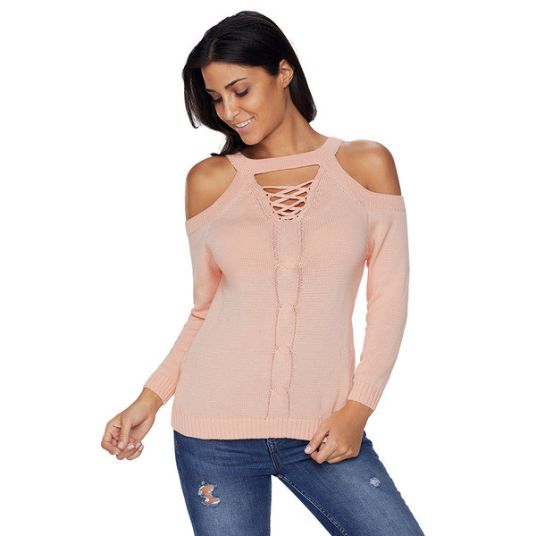 Modern női pulóver csupasz vállal, több színben