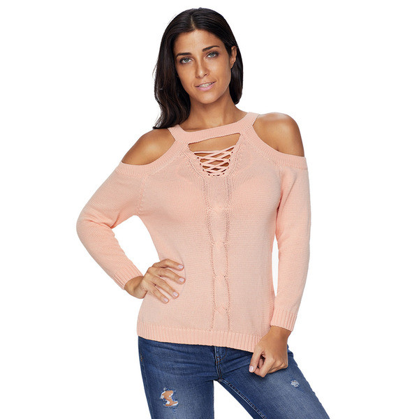 Modern női pulóver csupasz vállal, több színben