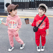 Set copii model nou pentru fete bluza din doua piese cu gluga + pantaloni in doua culori