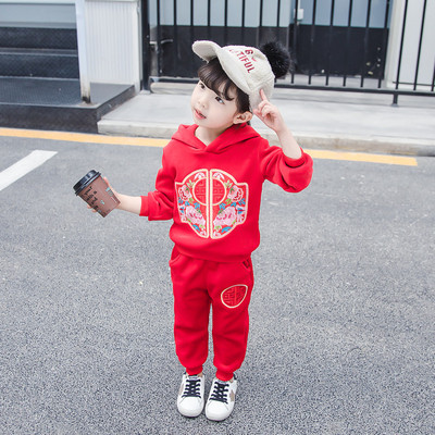 Set copii model nou pentru fete bluza din doua piese cu gluga + pantaloni in doua culori