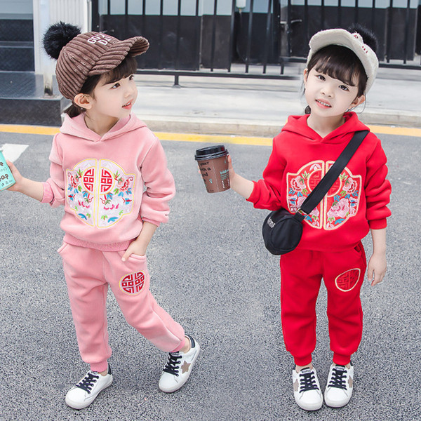 Set copii model nou pentru fete bluza din doua piese cu gluga + pantaloni in doua culori