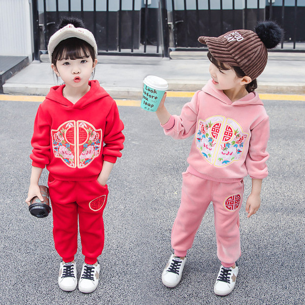 Set copii model nou pentru fete bluza din doua piese cu gluga + pantaloni in doua culori