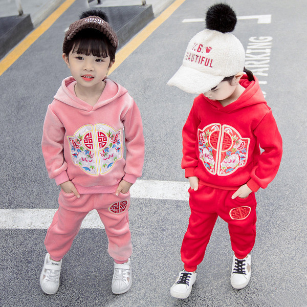 Set copii model nou pentru fete bluza din doua piese cu gluga + pantaloni in doua culori