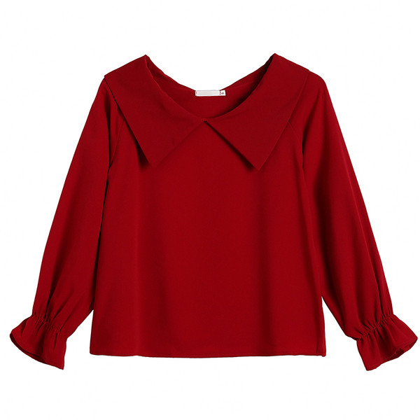 Elegáns női ing piros színben, spitz nyakkivágással