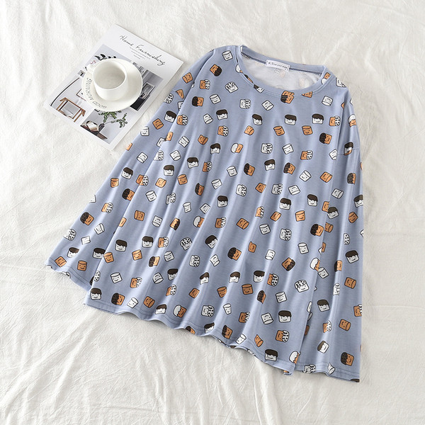 Pijamale de damă de toamnă cu model colorat în albastru, roz și alb