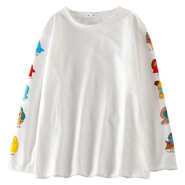 Hétköznapi női blúz színes fehér színű applikációkkal