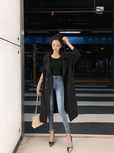 Hosszú vékony tavaszi-őszi kabát két színben