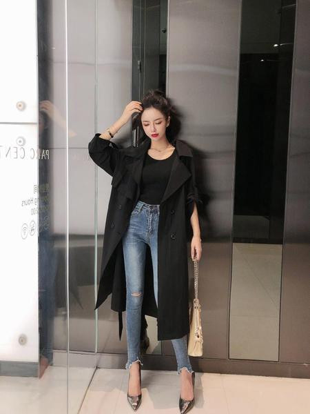 Hosszú vékony tavaszi-őszi kabát két színben