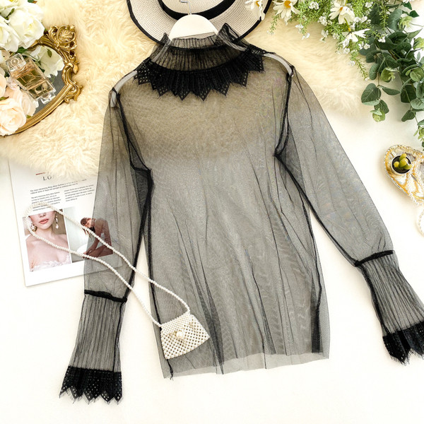 Új modell átlátszó női ing fehér, fekete és bézs színben