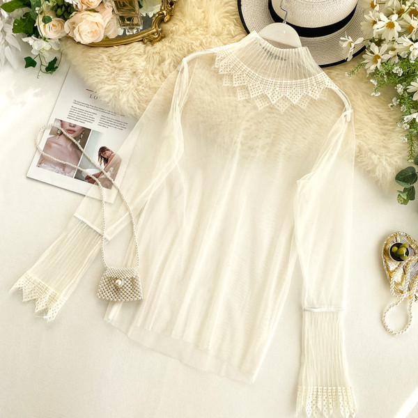 Új modell átlátszó női ing fehér, fekete és bézs színben