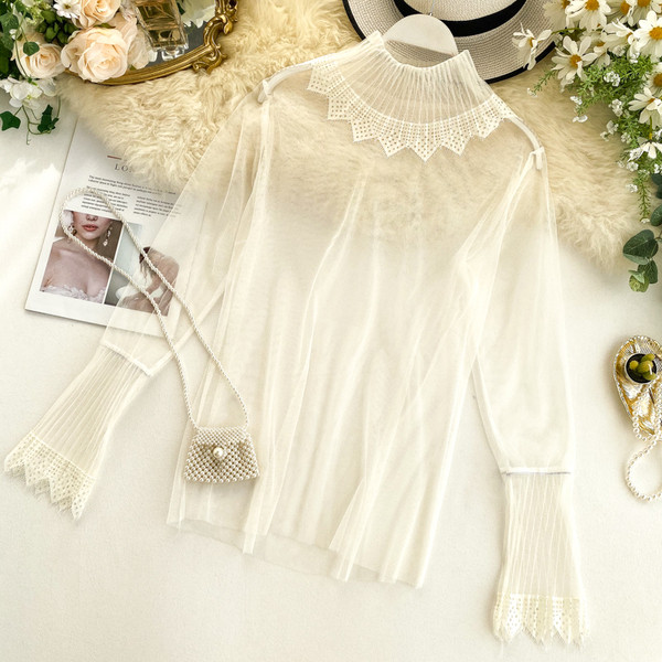 Új modell átlátszó női ing fehér, fekete és bézs színben