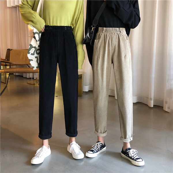 Női alkalmi nadrág két színben gumírozott derékkal