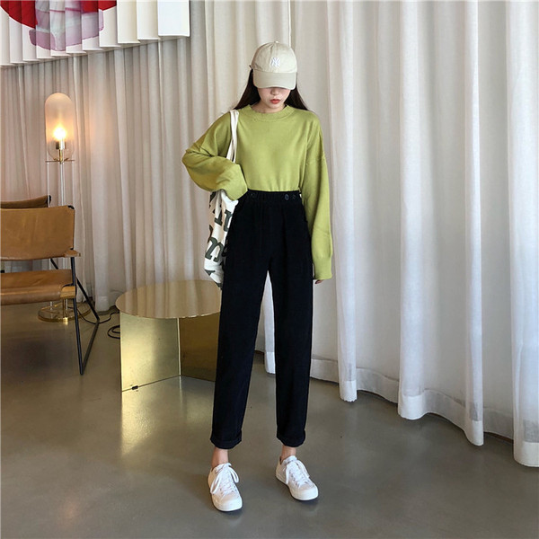 Női alkalmi nadrág két színben gumírozott derékkal