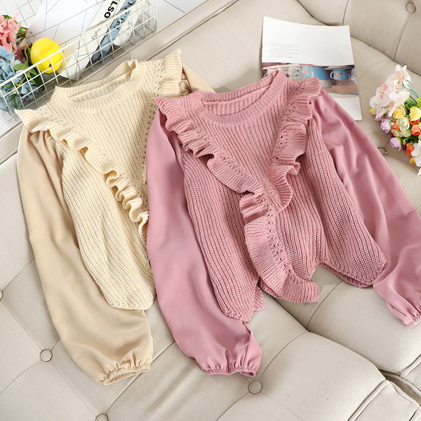 Női kötött pulóver O-nyakkal, több színben