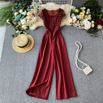 Salopeta lunga de dama cu maneca scurta si dantela in mai multe culori