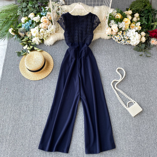 Salopeta lunga de dama cu maneca scurta si dantela in mai multe culori