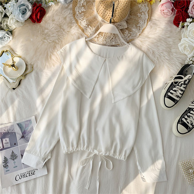 Μοντέρνα γυναικεία μπλούζα με μακριά μανίκια και κορδόνια σε διάφορα χρώματα