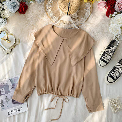 Μοντέρνα γυναικεία μπλούζα με μακριά μανίκια και κορδόνια σε διάφορα χρώματα