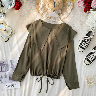 Μοντέρνα γυναικεία μπλούζα με μακριά μανίκια και κορδόνια σε διάφορα χρώματα