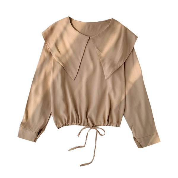 Μοντέρνα γυναικεία μπλούζα με μακριά μανίκια και κορδόνια σε διάφορα χρώματα