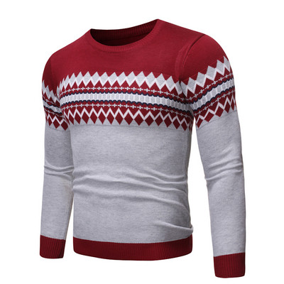 Férfi pulóver geometriai formákkal, különböző színekben