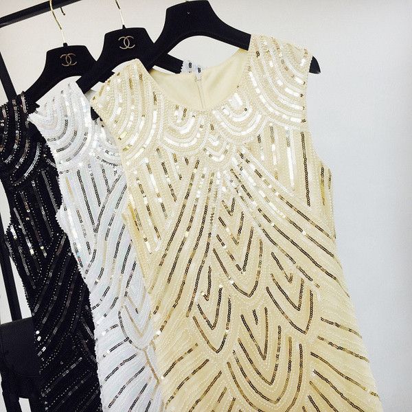 HIT Rochie de dama eleganta cu paiete si decolteu rotund in trei culori