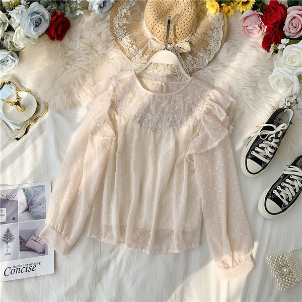 Modern női blúz, hosszú ujjú, O-nyakú több színben