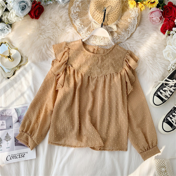 Modern női blúz, hosszú ujjú, O-nyakú több színben