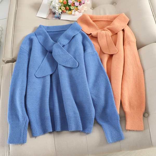 Alkalmi női pulóver több színben megkötéssel