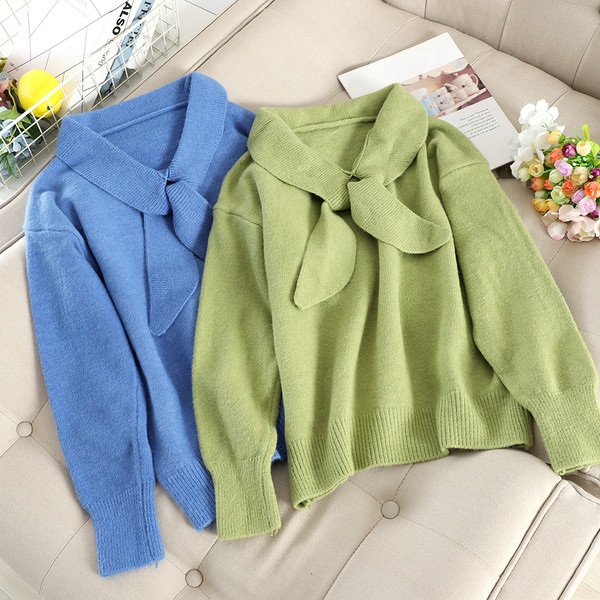 Alkalmi női pulóver több színben megkötéssel