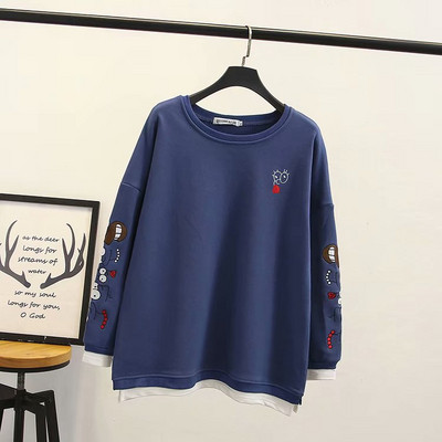 Modern női pulóver O-nyakkal és hímzéssel több színben