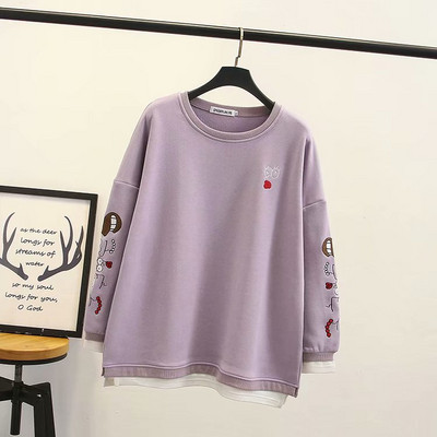 Modern női pulóver O-nyakkal és hímzéssel több színben