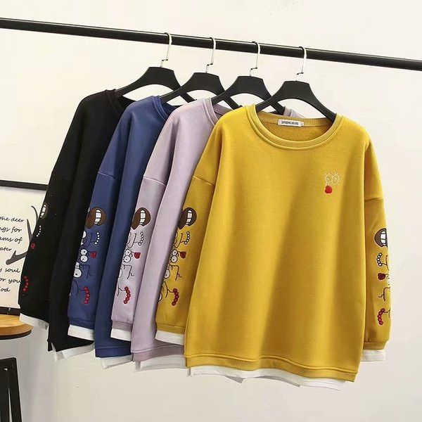 Modern női pulóver O-nyakkal és hímzéssel több színben