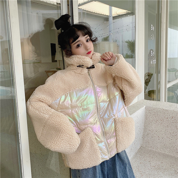 Aktuális női széles kabát két színben, magas gallérral