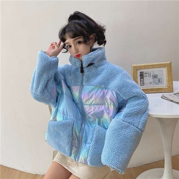 Aktuális női széles kabát két színben, magas gallérral