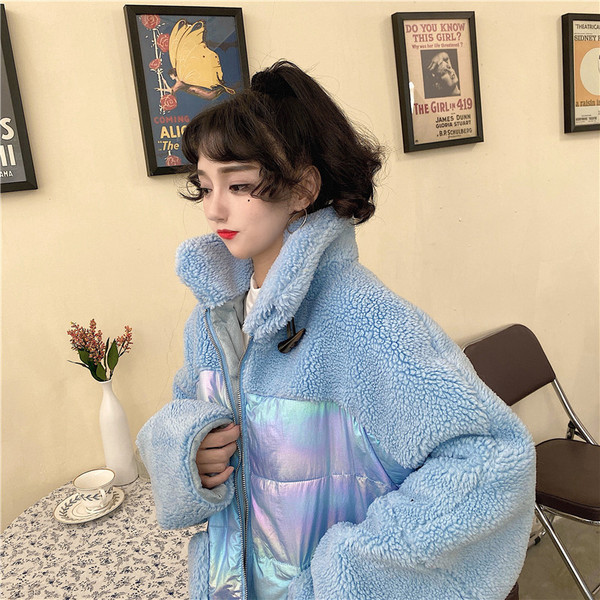 Aktuális női széles kabát két színben, magas gallérral