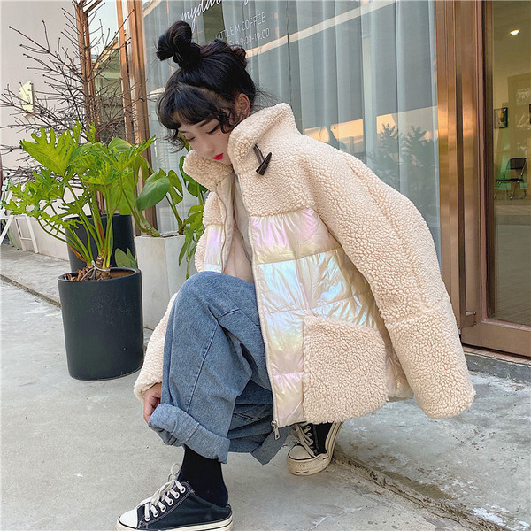 Aktuális női széles kabát két színben, magas gallérral