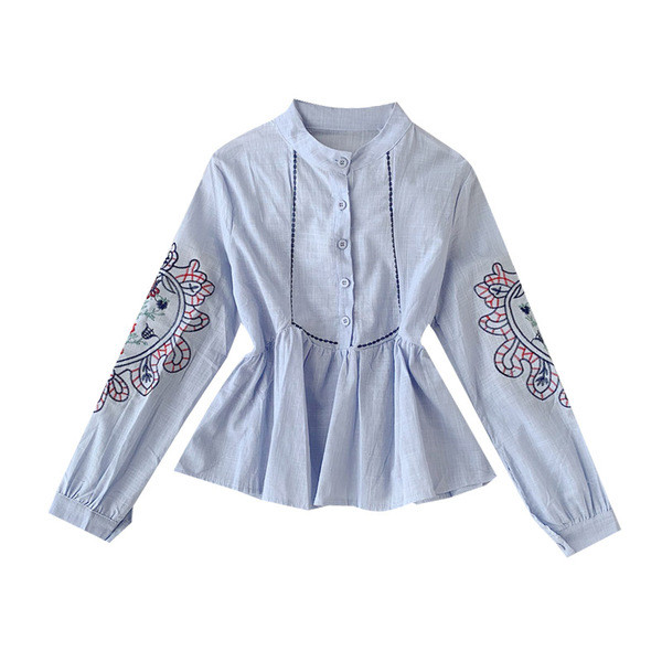 Stílusos női ing hímzéssel és gombokkal, négy színben