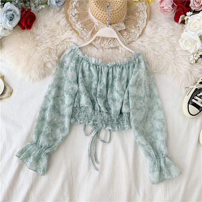 Bluză de damă modernă cu șireturi și decolteu barcă în mai multe culori