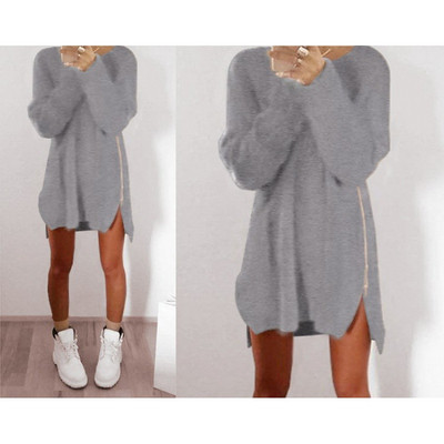 Női ruha hosszú ujjal és cipzárral, különböző színekben