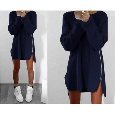 Női ruha hosszú ujjal és cipzárral, különböző színekben