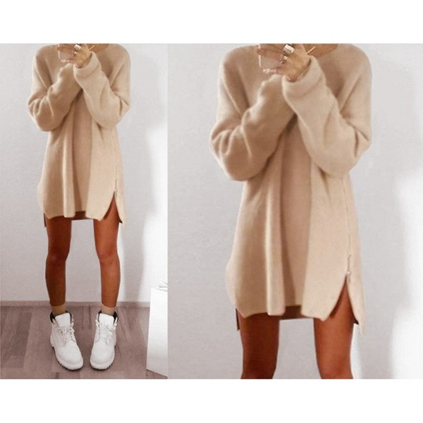 Női ruha hosszú ujjal és cipzárral, különböző színekben